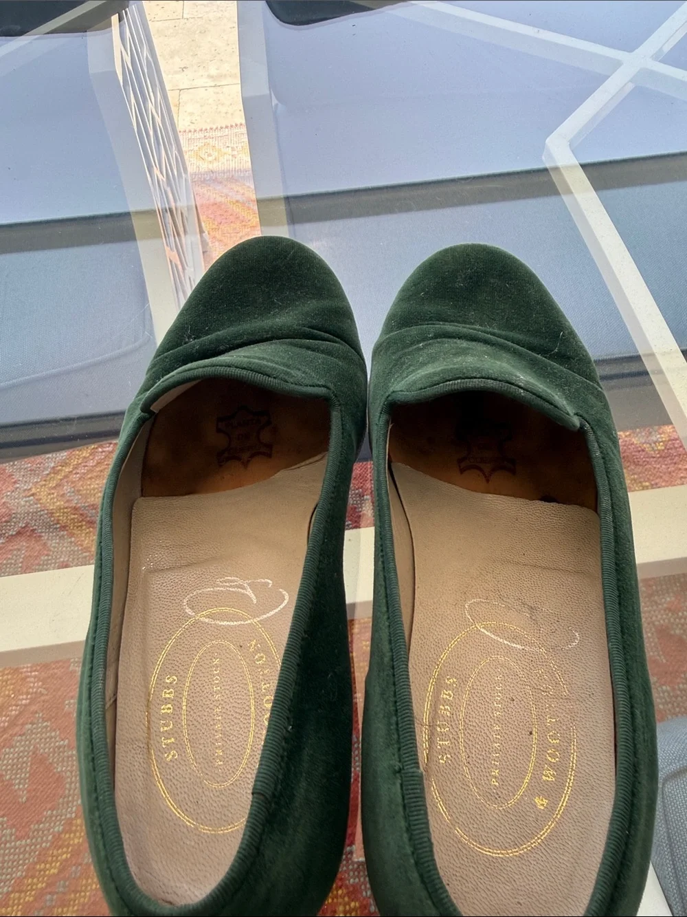 Stubbs & Wootton Emerald Green Velvet Slip-On Loafers